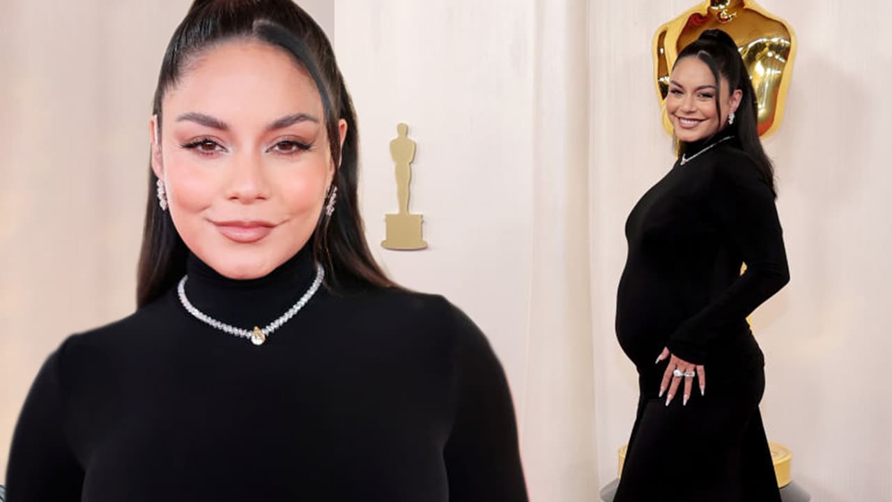 Vanessa Hudgens presume avanzado embarazo en la alfombra roja de los Premios Oscar 