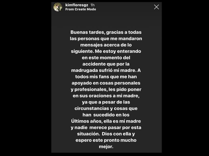 La modelo pidió oraciones para su madre.