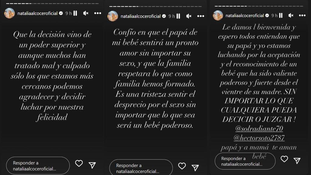 Natalia Alcocer dijo que espera que su pareja "sentirá pronto un amor" por su bebé