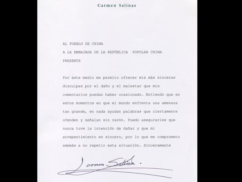 “Por este medio me permito ofrecer mis más sinceras disculpas por el daño y el malestar que mis comentarios puedan haber ocasionado. Entiendo que en estos momentos en que el mundo enfrenta una amenaza tan grande, en nada ayudan palabras que ciertamente ofenden y señalan sin razón”, expresó.