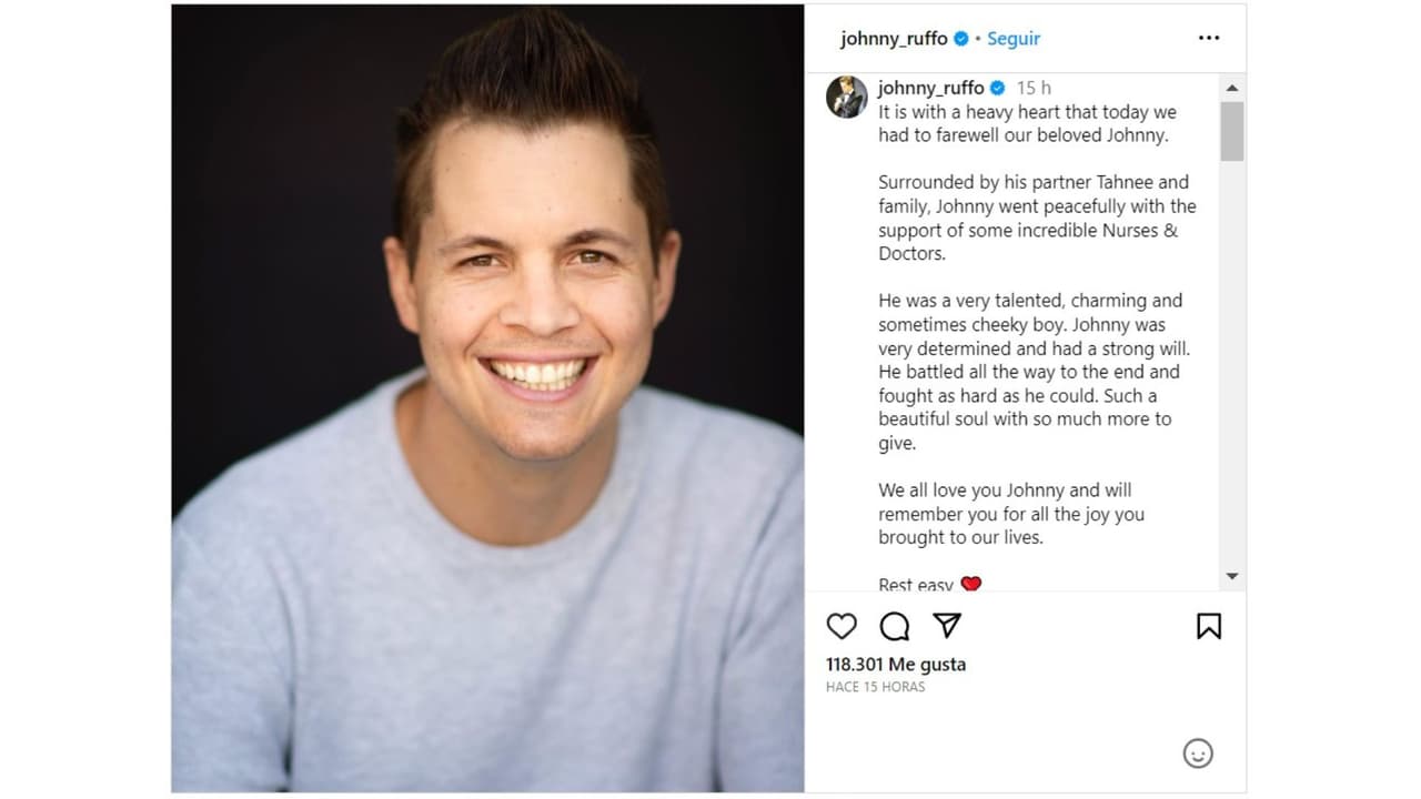 El cantante Johnny Ruffo falleció tras luchar contra el cáncer cerebral.