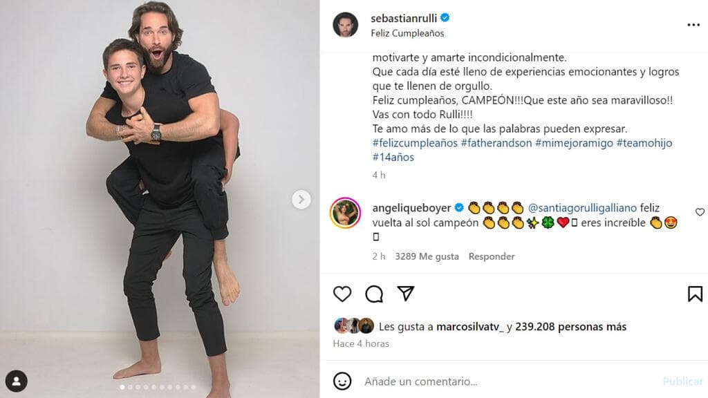 Sebastián Rulli le dedicó este emotivo mensaje a su hijo Santiago con motivo del cumpleaños 14 del chico.