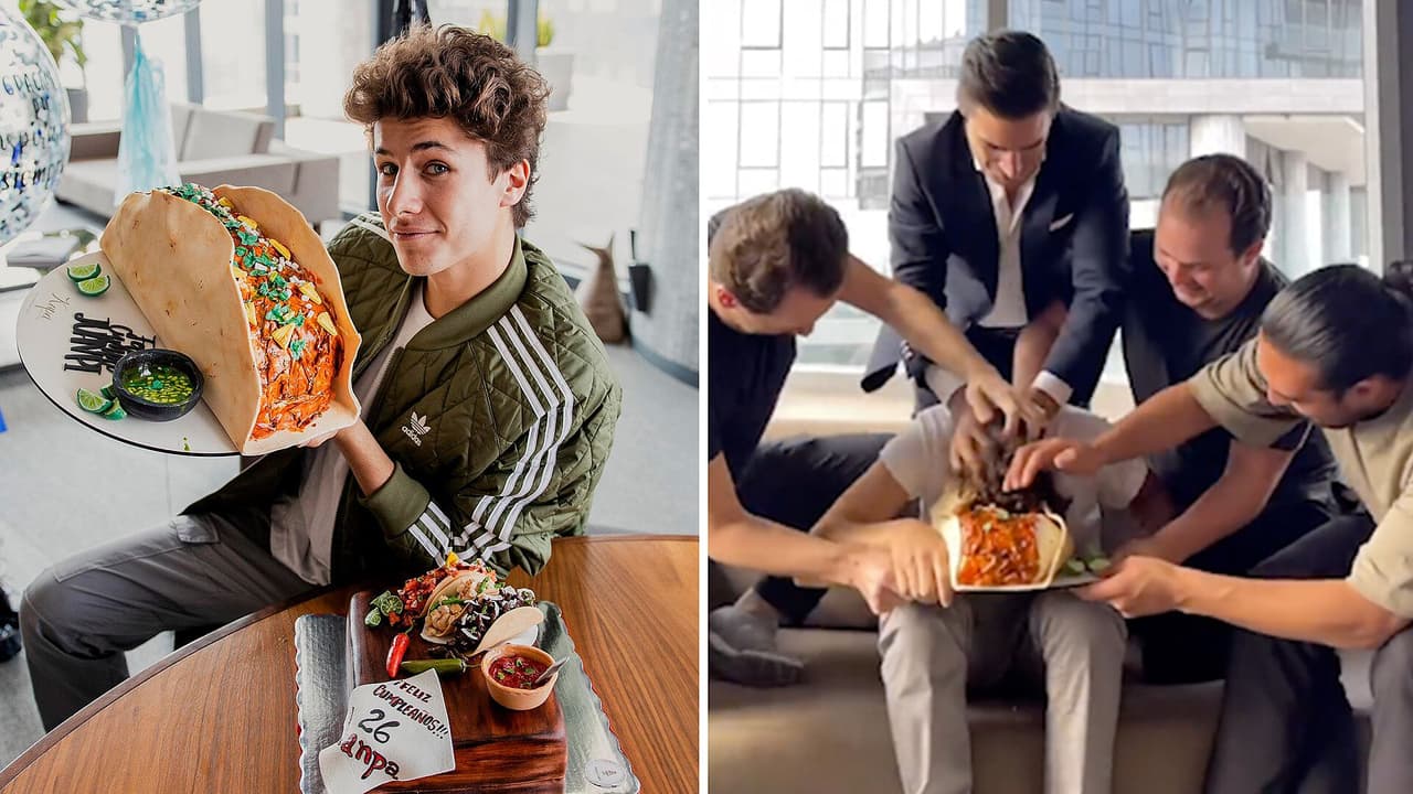 Juanpa Zurita celebra su cumpleaños con original pastel de taco al pastor