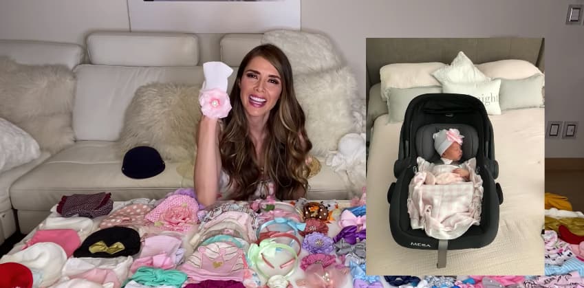Marlene Favela muestra el gorro con el que su hija salió del hospital