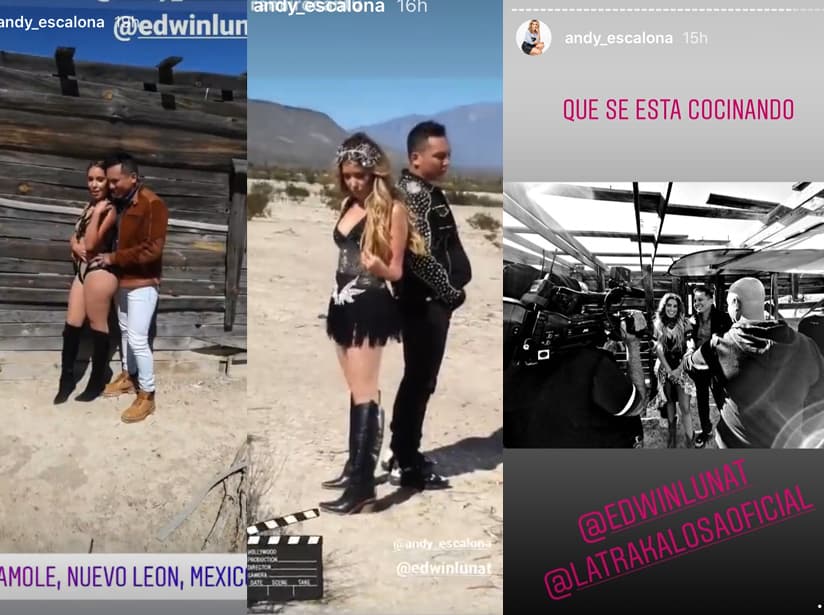 Edwin Luna y Andrea Escalona en la grabación del video 'Telarañas'