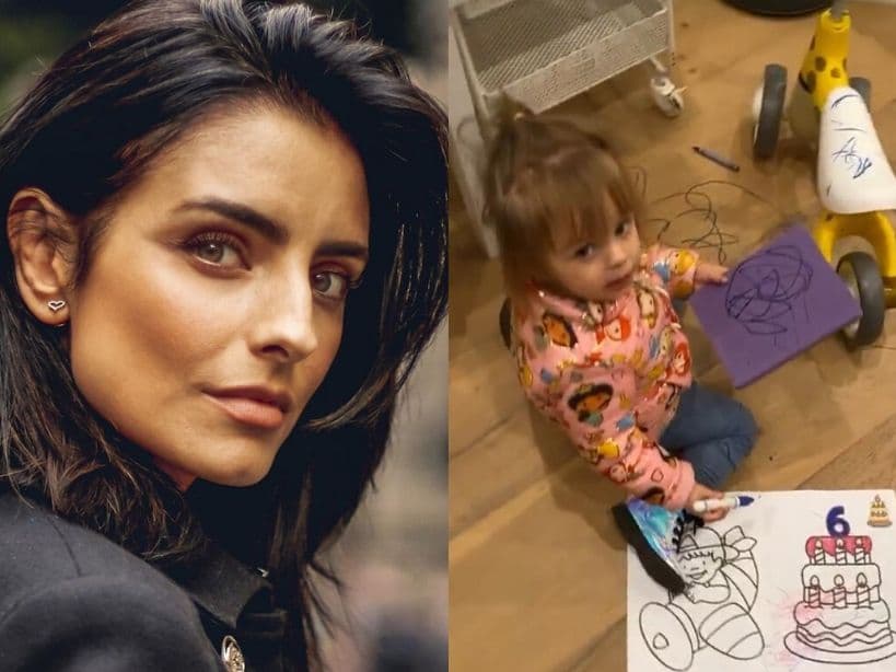 Aislinn Derbez muestra en video la ‘obra de arte’ que Kailani pintó en el suelo: “¡Dios de mi vida!”