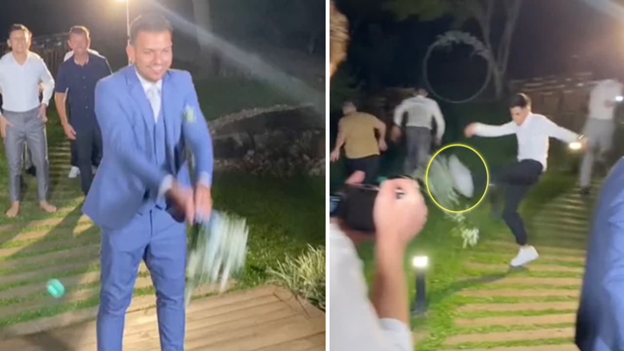  Hombres en una boda patean el ramo de la novia y provocan debate, ¿ninguno se quiere casar? 
