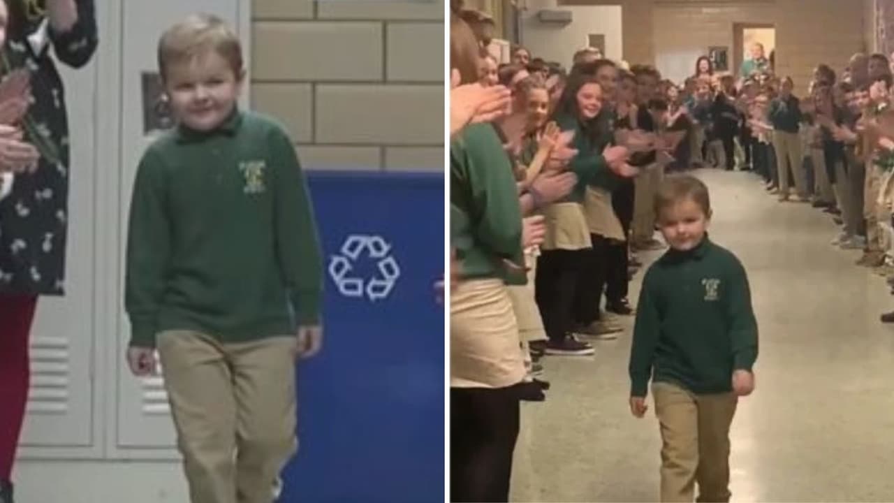 Niño de 6 años recibe emotiva bienvenida en la escuela tras vencer el cáncer