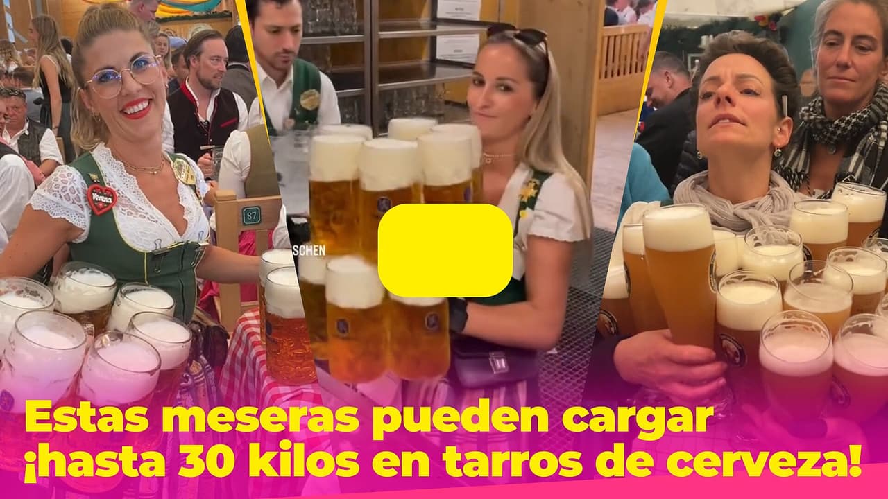 Estas meseras te sorprenderán con su fuerza: ¡pueden cargar hasta 30 kilos en tarros de cerveza!