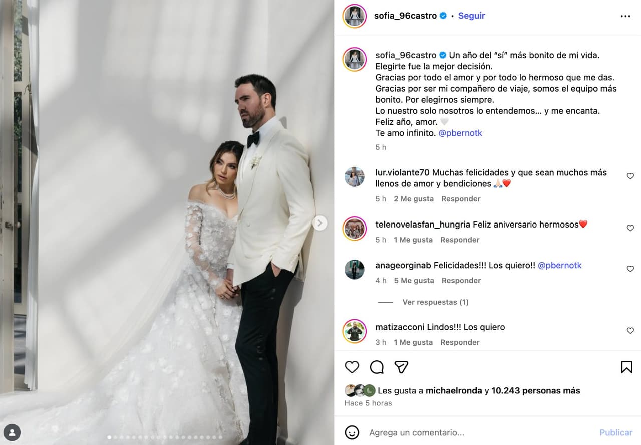 Sofía Castro aniversario de bodas.