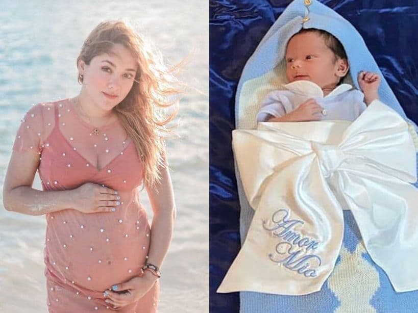 Hijo de Sherlyn posa en tierna foto a una semana de nacido y famosos reaccionan: ‘Es lo máximo’