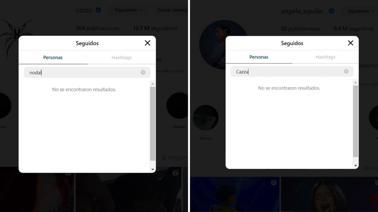 Cazzu ya no sigue a Nodal en Instagram y Ángela tampoco sigue a la argentina.