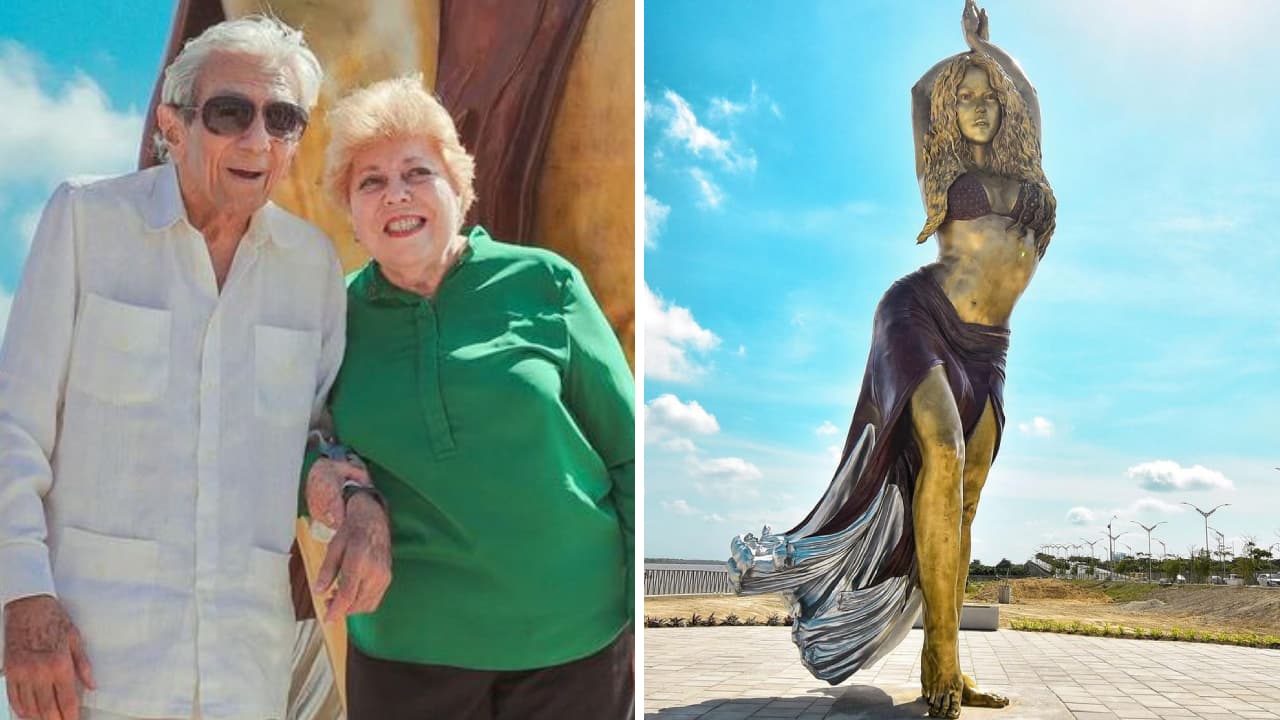 Padres de Shakira reaparecen y develan estatua de su hija tras enfrentar problemas de salud