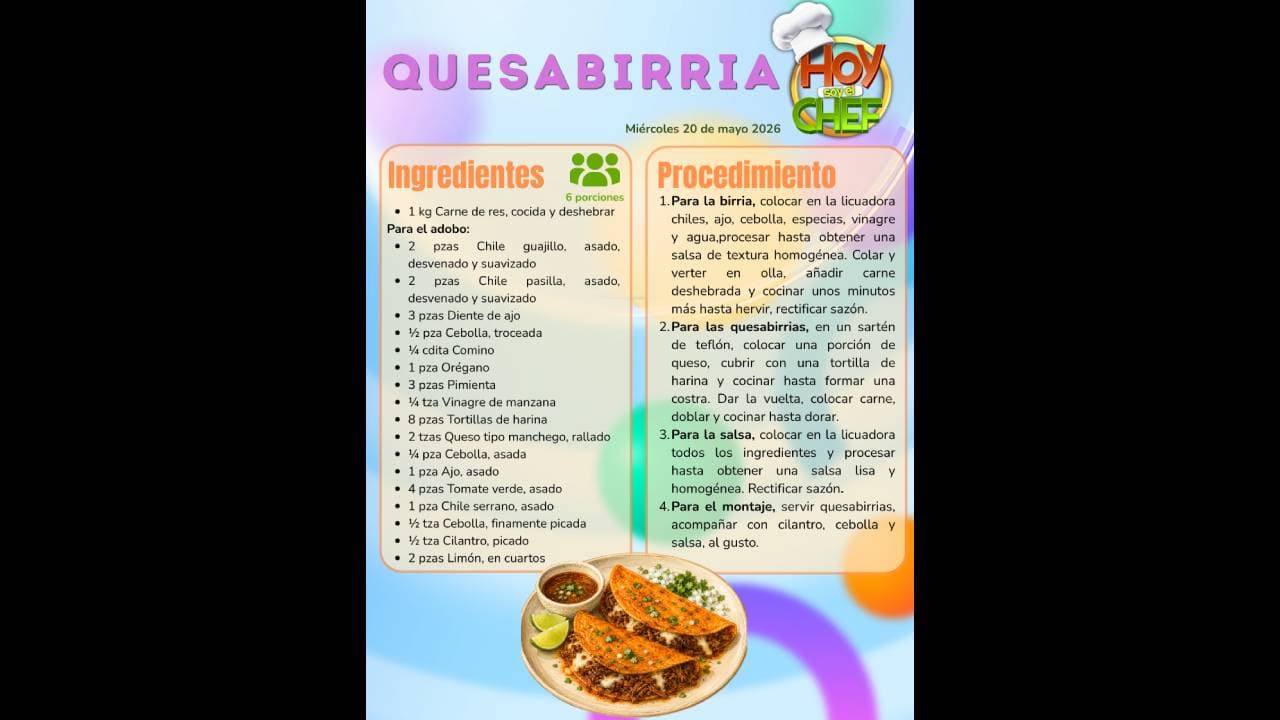 ¿Quieres preparar quesabirria al estilo Hoy soy el Chef? AQUÍ la receta completa
