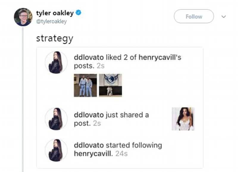 Lovato siguió en Instagram a Henry Cavill