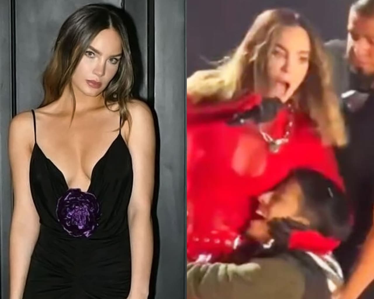 Belinda vive el susto de su vida en pleno escenario ante un fan que se aferra a ella