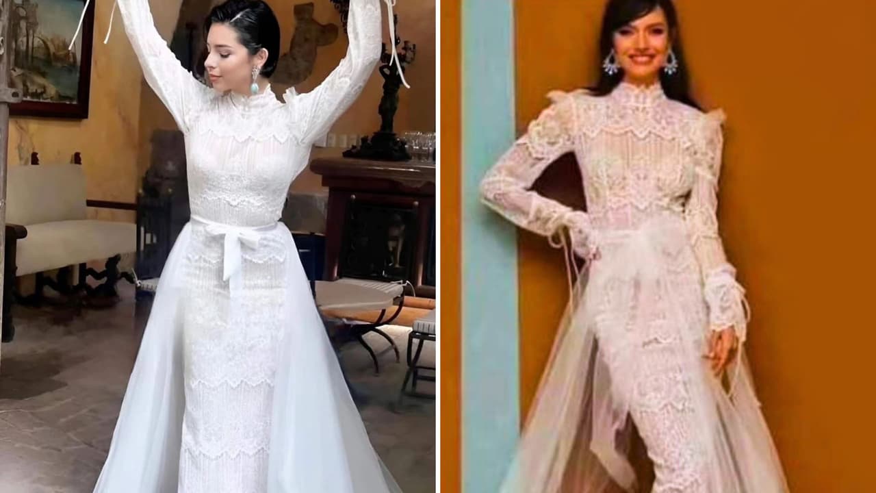 ¿Cuánto costó el vestido de novia de Ángela Aguilar?: Aseguran que lo puedes comprar con descuento en Internet