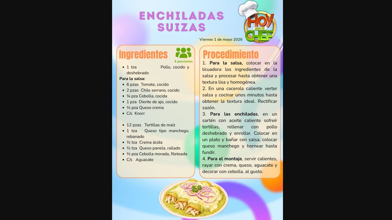 Receta de enchiladas suizas en Hoy soy el chef