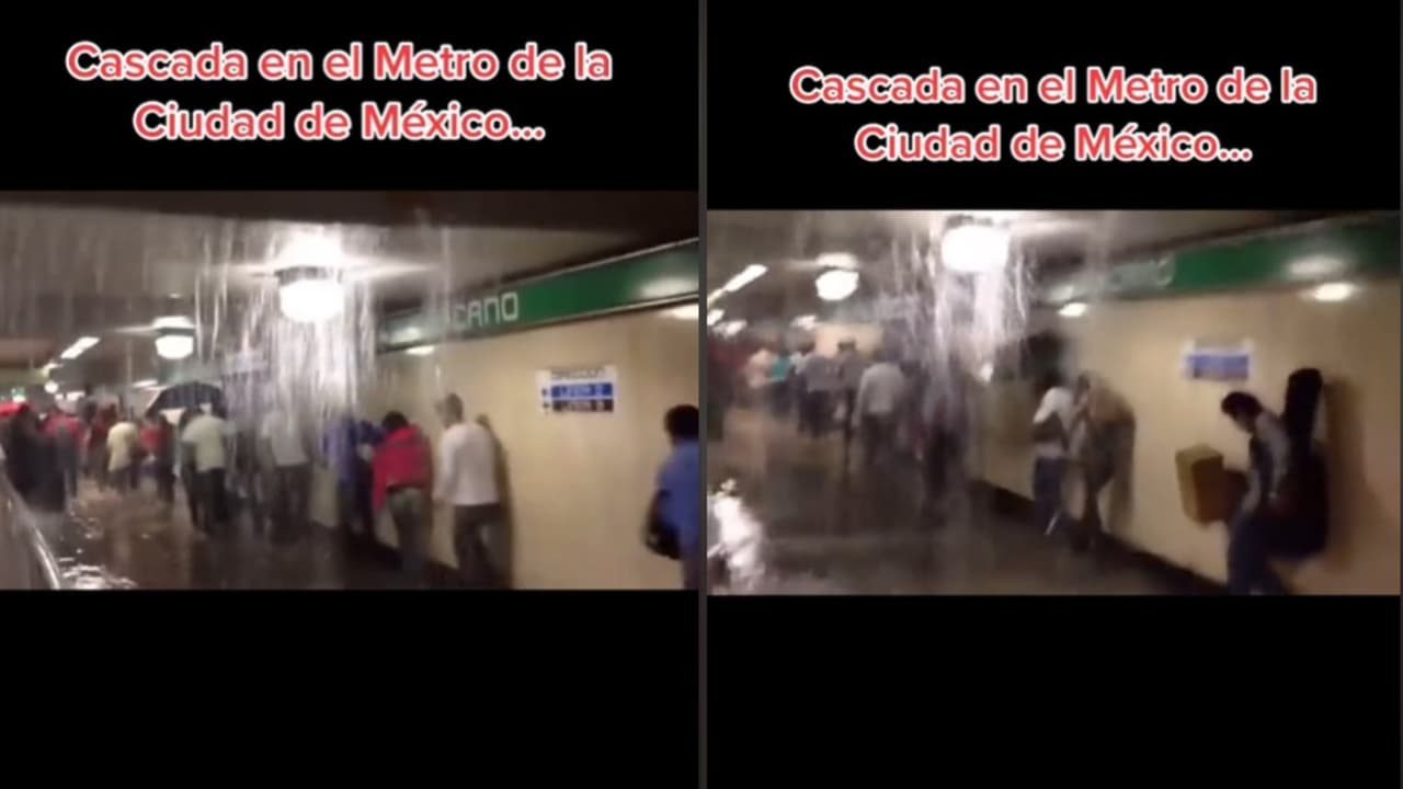 Cascadas en el metro tras intensas lluvias.