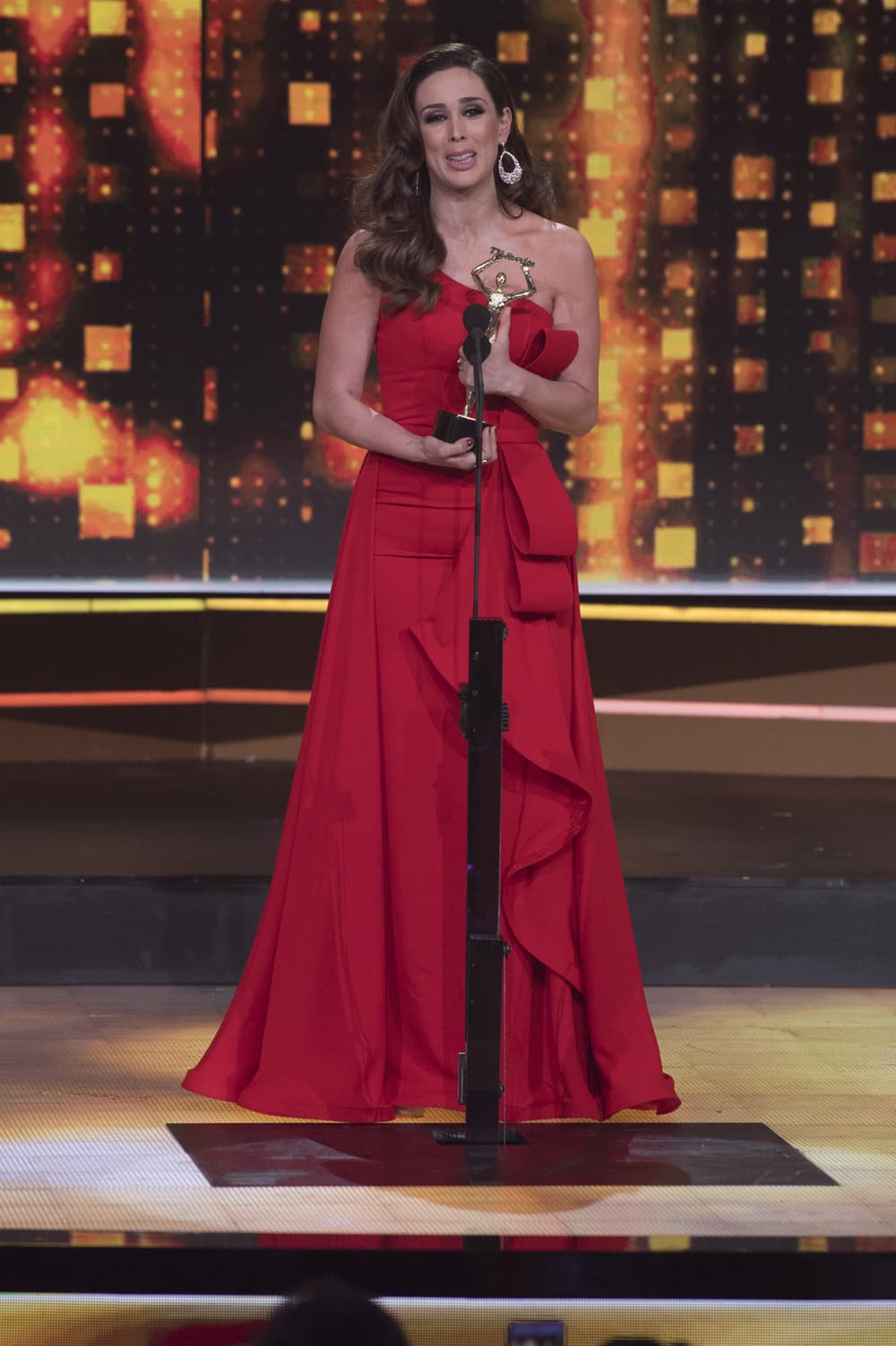 Jacqueline Bracamontes subió al escenario por este premio (FOTO: Televisa)