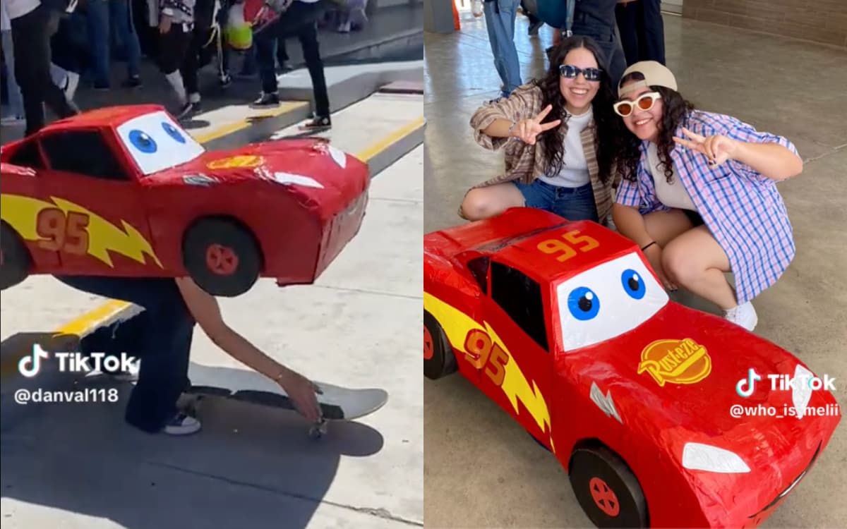 Chica conquista Internet con disfraz de Rayo McQueen