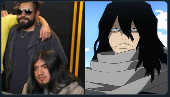El comediante Carlos Ballarta, con su cabello largo y su ánimo relajado recuerda a Shota Aizawa.