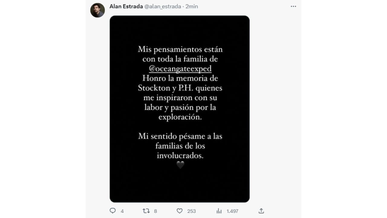 Mensaje de Alan Estrada por muerte de tripulantes de Titán.