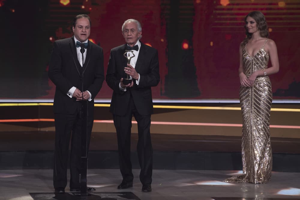 Miguel Ángel Herros y Carlos Mercado dieron un emotivo discurso al recibir la estatuilla (FOTO: Televisa)