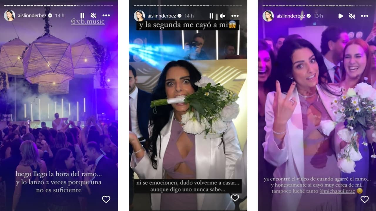 Aislinn Derbez atrapó el ramo en la boda de su hermana menor Michelle.