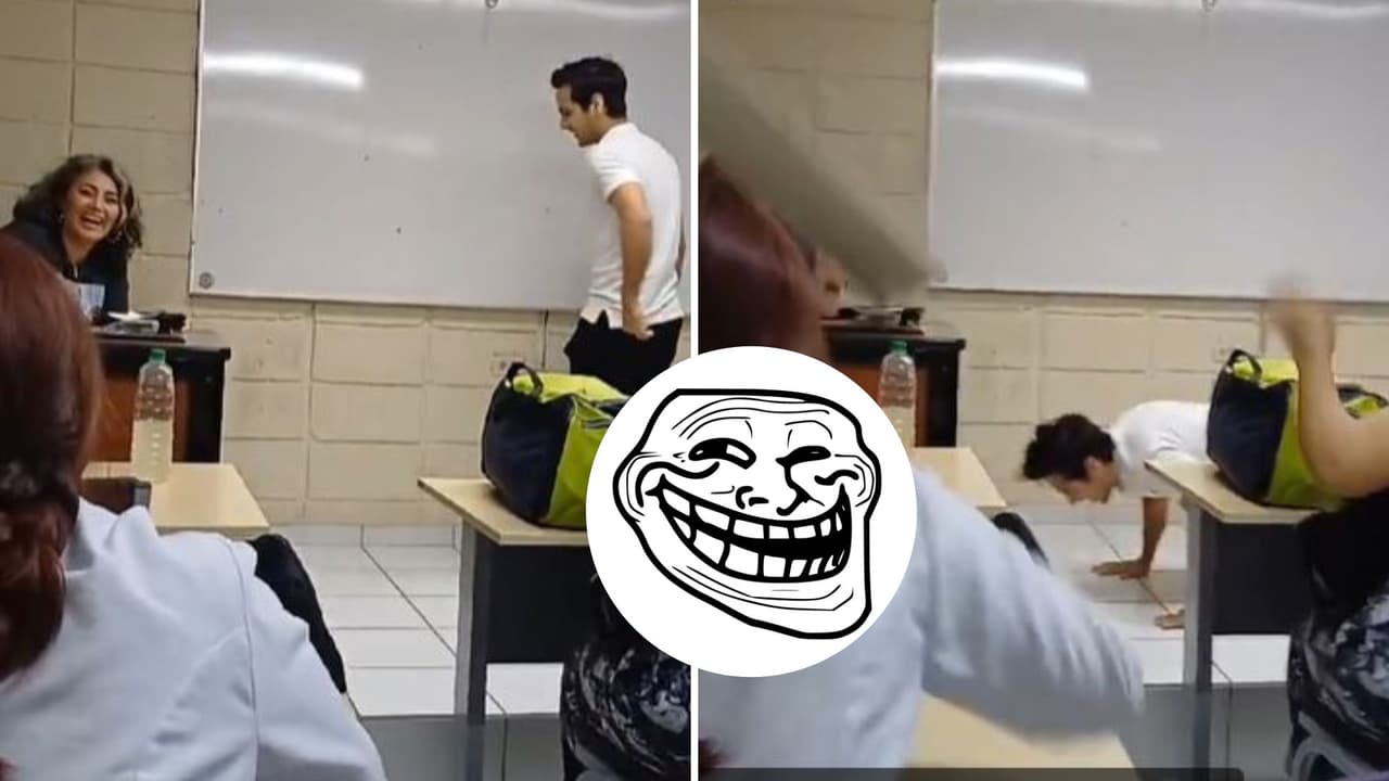 Joven trata de impresionar a su maestra con su físico y le tira el techo encima