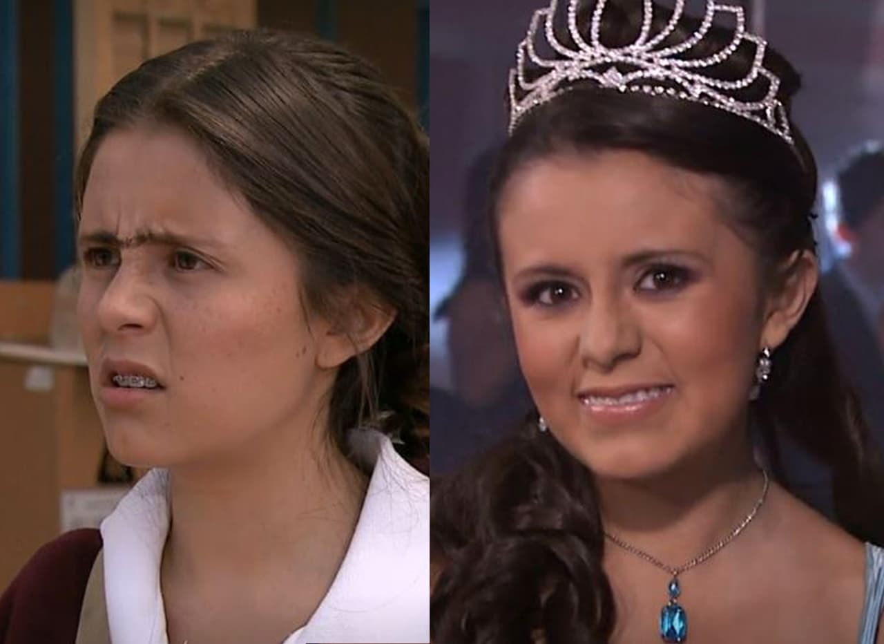 En 'La suerte de la fea a las inteligentes nos vale gorro', Angie tiene prohibido arreglarse hasta que cumple los 15 años de edad, en los que se transforma en una bella mariposa.