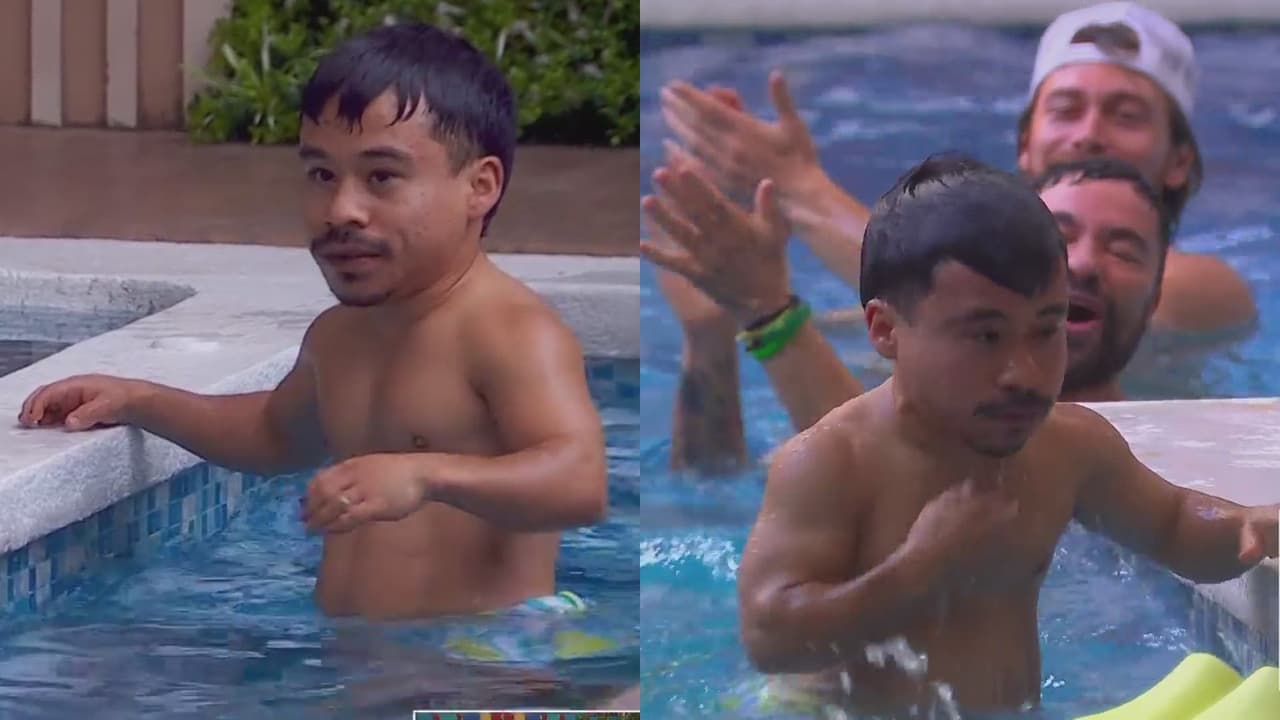 Abelito muestra sus grandes avances en natación y así lo celebraron los habitantes