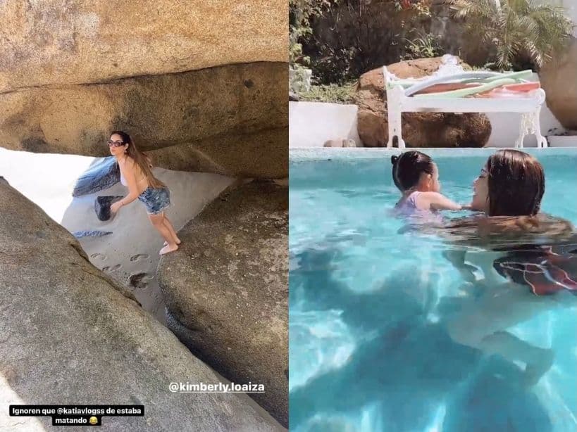 Sin embargo, una de las imágenes que más llamó la atención fue cuando mostró a la youtuber en mini falda de mezclilla con la parte superior de su bikini y horas después en un traje de baño negro.