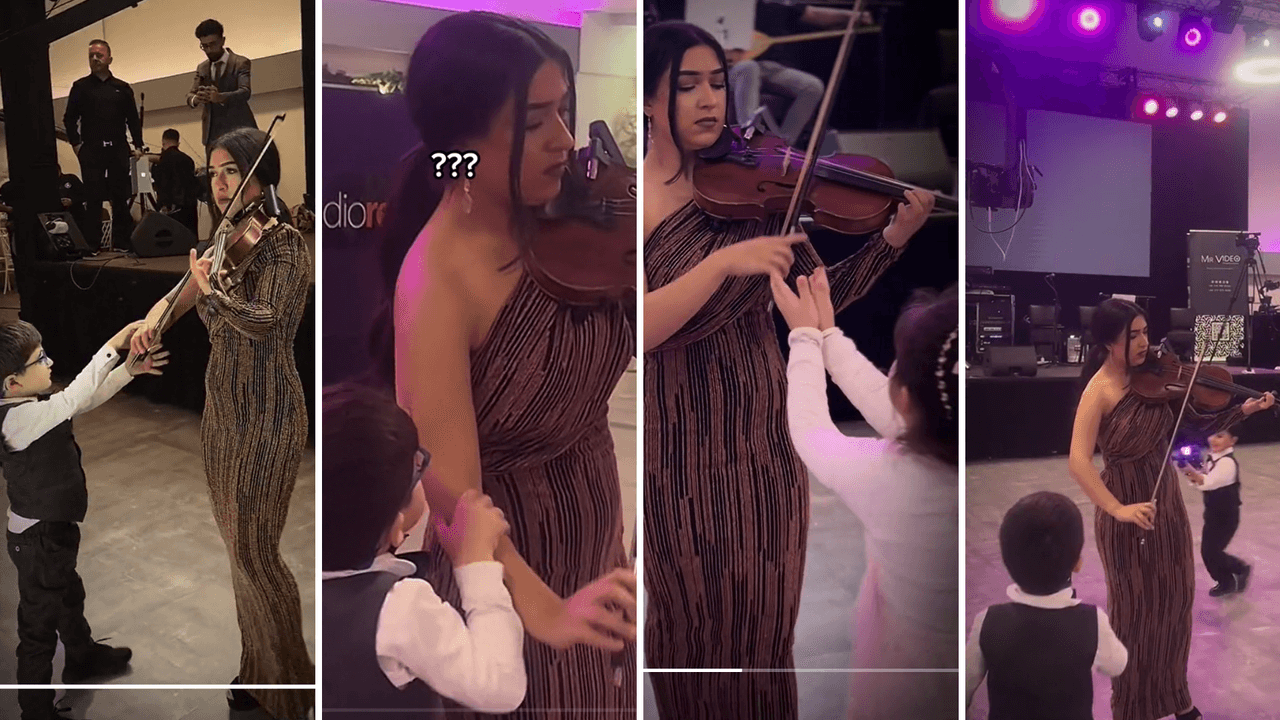 Niños interrumpen a violinista durante presentación en boda