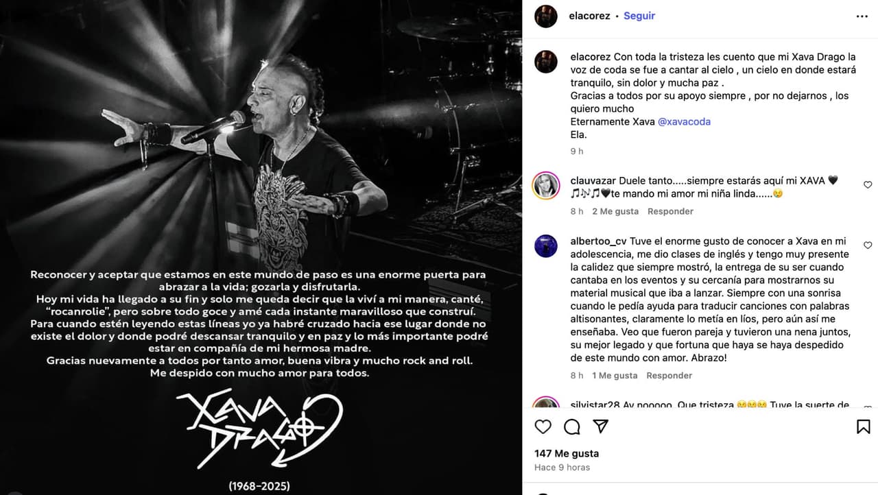 Xava Drago, vocalista de Coda.
