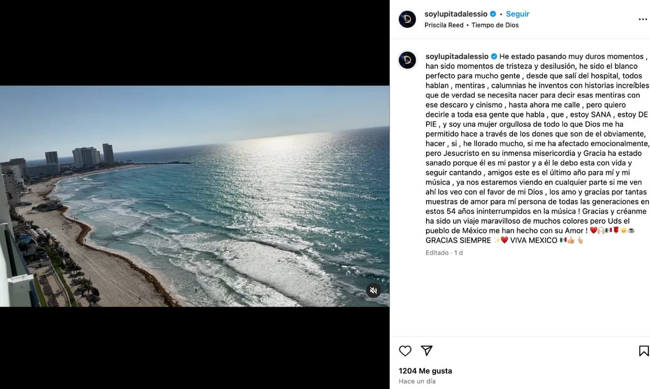 Mensaje de Lupita D'Alessio.
