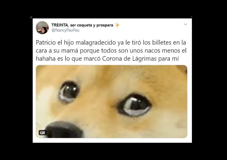 La usuaria de Twitter identificada como @NancyPauPau compartió la forma en la que le duele la el maltrato de ‘Patricio’ (Alejandro Nones) a su madre ‘Refugio’ (Victoria Ruffo).