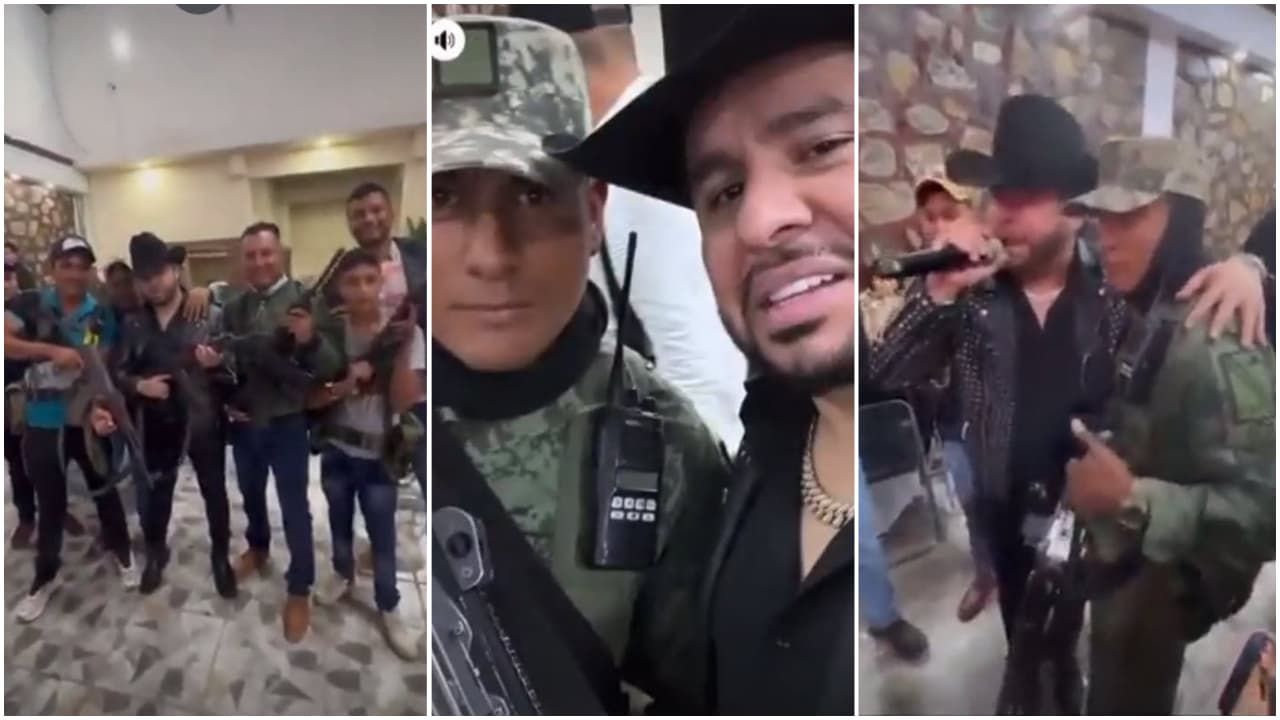 Larry Hernández se tomó fotos con los asistentes armados