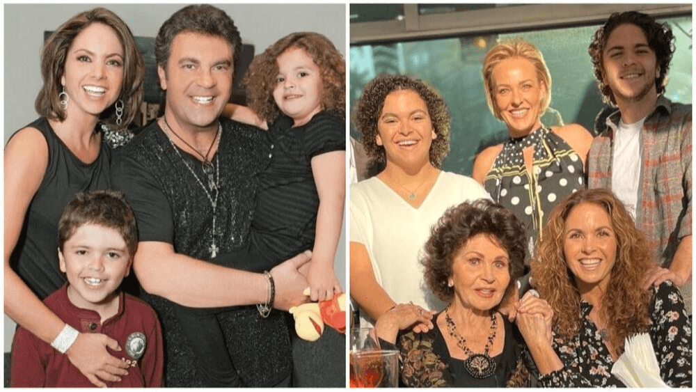 Lucero y sus hijos en una foto que compara el antes y después de ella con los chicos.