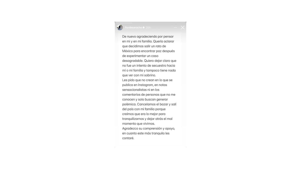 Florencia de Saracho reapareció en redes tras dejar México.