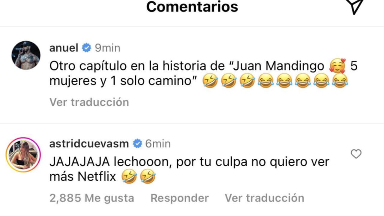 Este fue el comentario que Astrid Cuevas dejó en la publicación de Anuel AA.