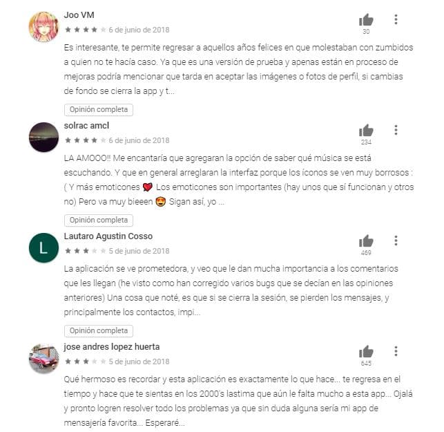 Comentarios de los usuarios de Google Play