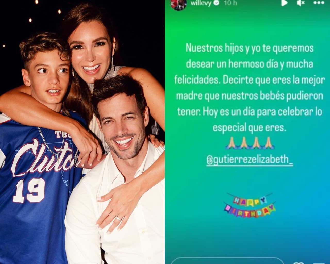 William Levy manda mensaje a Elizabeth Gutiérrez por su cumpleaños.