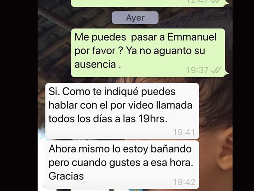 “Adjunto el mensaje que le envié el 30 de abril, día del niño, para saludar por lo menos a mi hijo, recibiendo negativas y un pretexto más demostrando la maldad y dolo para seguir alejando a mi hijo de su madre. #Justicia #ProntoTeVeré #ViolenciaDeGénero #NoAlMaltratoALaMujer”, precisó.