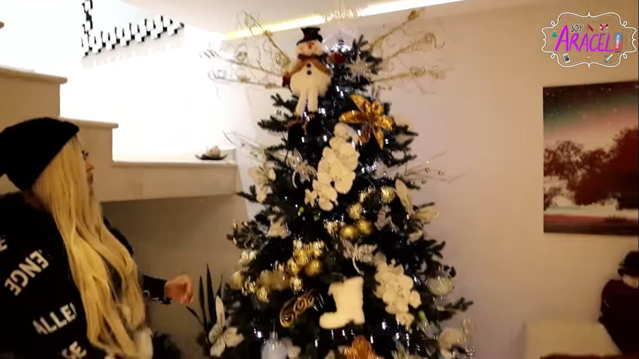 En una de las esquinas, se encuentra el árbol, el cual fue decorado bajo el sistema Feng Shui. “Muy hermoso y precioso, que mi mamá decoró con Feng Shui. Dijo que tenía que ser de color dorado, blanco y plateado, para el dinero y la salud”, precisó.