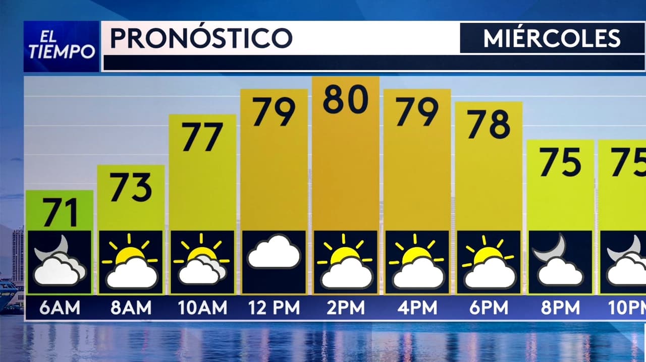 Pronóstico del tiempo hoy en Miami: día fresco con poca probabilidad de lluvia; el termómetro alcanzará 80 °F