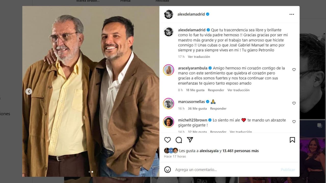 Aracely Arámbula dedica emotivo mensaje a Alejandro de la Madrid tras muerte de su papá.