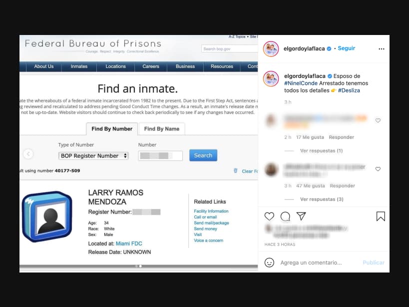 A través de sus redes sociales, el programa ‘El Gordo y La Flaca’ compartió un documento, emitido por el Federal Bureau of Prisons, donde se detallan algunos datos del acusado.