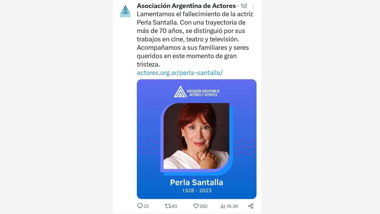 Muere Perla Santalla
