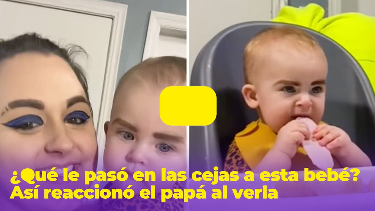 ¿Qué le pasó a esta bebé en la cejas? Mamá le hace gracioso diseño y así reaccionó el papá al verla